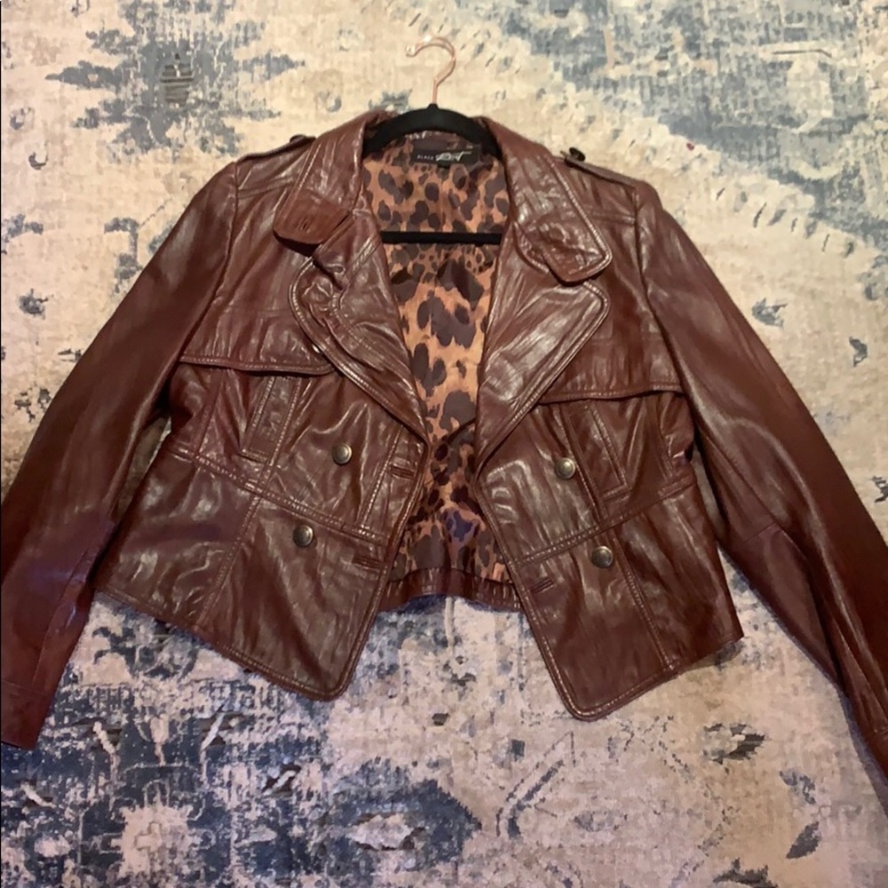 Black rivet Brown leather jacket